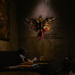 Veraart Işıklı Kişiselleştirilebilir Tablo Zümrüdüanka Kuşu Dekoratif Gece Lambası 80 cm