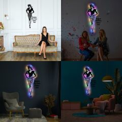 Veraart Işıklı Kişiselleştirilebilir Kadın Temalı Tablo Almira Dekoratif Gece Lambası 85 cm
