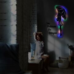 Veraart Işıklı Kişiselleştirilebilir Kadın Temalı Tablo Edna Dekoratif Gece Lambası 60 cm