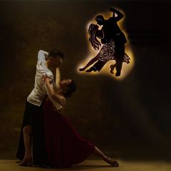 Veraart Işıklı Dans Eden Çift Temalı Tablo Passion Dekoratif Gece Lambası 60 cm