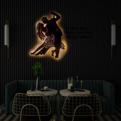 Veraart Işıklı Dans Eden Çift Temalı Tablo Passion Dekoratif Gece Lambası 60 cm