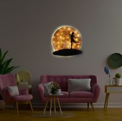Veraart Kişiselleştirilebilir Işıklı Epoksi Cam Katmanlı Tablo Zoey Dolunay 60 cm