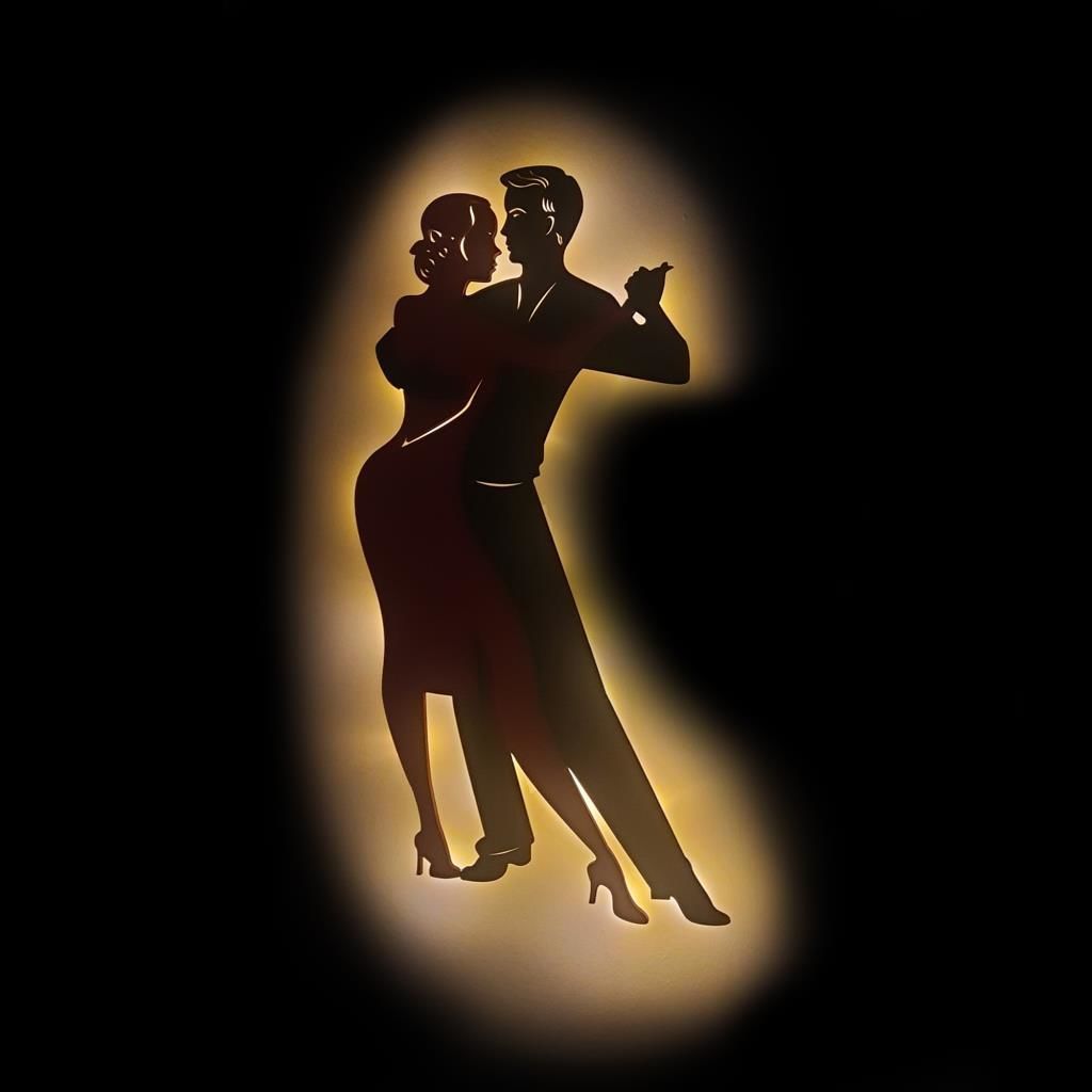 Veraart Işıklı Dans Eden Çift Temalı Tablo Mate Dekoratif Gece Lambası 80 cm