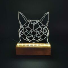 Veraart Kedi Led Işıklı Pleksi Gece Lambası