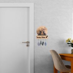Veraart Işıklı Pleksi Dolunay Kişiselleştirilebilir Dekoratif Biblo Harvey Kediler Anahtar Askılığı