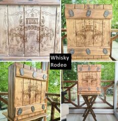 Veraart El Yapımı Whisky Rodeo Ahşap İçki Viski Dolabı