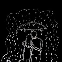 Veraart Yağmurda Yürüyen Çift Işıklı Pleksi Kişiye Özel Gece Lambası Sevgililer Günü Hediyesi