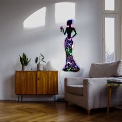 Veraart Işıklı Kadın Temalı Tablo Bloom Dekoratif Gece Lambası 70 cm
