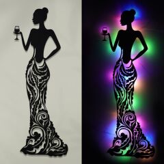 Veraart Işıklı Kadın Temalı Tablo Bloom Dekoratif Gece Lambası 100 cm
