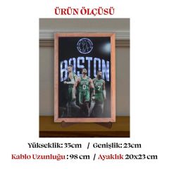 Veraart Işıklı Pleksi Basketbol Temalı Sürpriz Tablo Boston Celtics Dekoratif Ayaklı Biblo