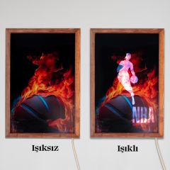 Veraart Işıklı Pleksi Basketbol Temalı Sürpriz Tablo NBA Dekoratif Ayaklı Biblo