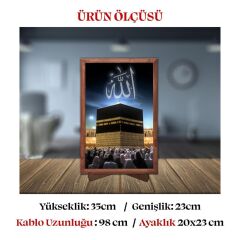 Veraart Işıklı Pleksi Dini İslami Sürpriz Tablo Allah Kabe Dekoratif Ayaklı Biblo