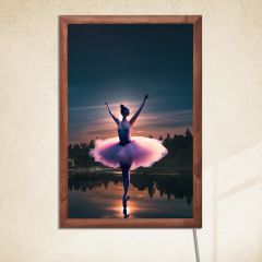 Veraart Işıklı Pleksi Dans Temalı Sürpriz Tablo Melek Kanatlı Balerin Dekoratif Ayaklı Biblo