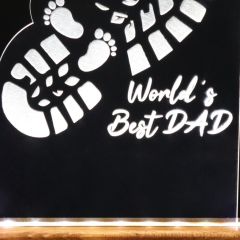 Veraart World Best Dad Led Işıklı Pleksi Kişiye Özel Gece Lambası Babalar Günü Hediyesi