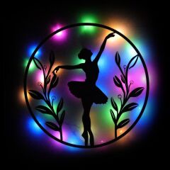 Veraart Işıklı Kadın Temalı Tablo Balerin Dekoratif Gece Lambası 40 cm