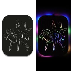 Veraart Işıklı Kişiselleştirilebilir Kadın Temalı Tablo Dans Eden Kızlar Dekoratif Gece Lambası 40 cm