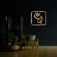 Veraart Işıklı Kişiselleştirilebilir Kedi Temalı Tablo Danica Dekoratif Gece Lambası 60 cm