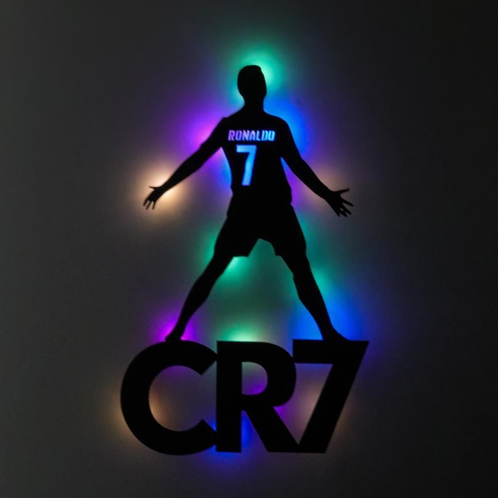 Veraart Işıklı Ronaldo Figürlü Spor Temalı Tablo Duvar Dekorlu Gece Lambası