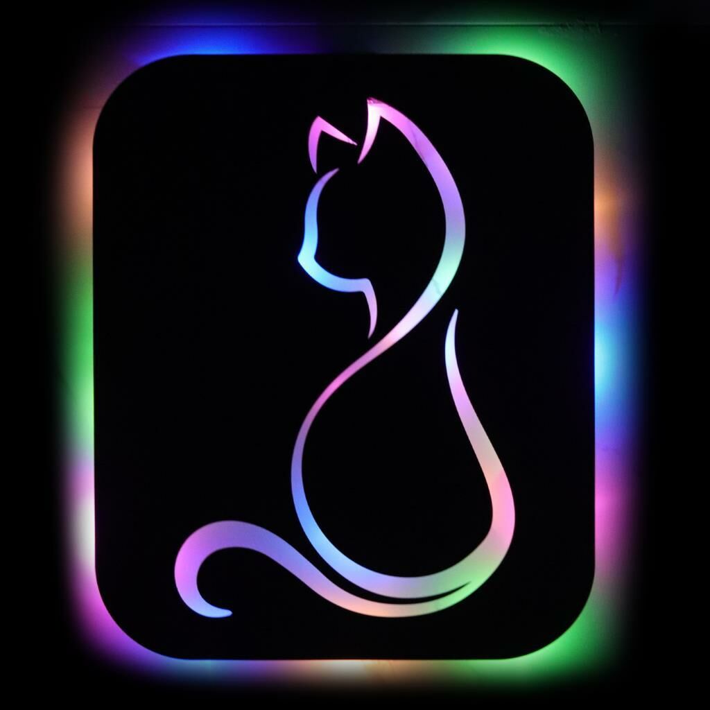Veraart Işıklı Kişiselleştirilebilir Kedi Temalı Tablo Gayne Dekoratif Gece Lambası 80 cm