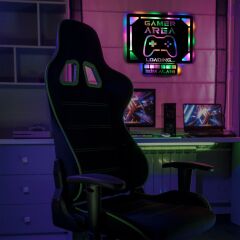 Veraart Işıklı Kişiselleştirilebilir Tablo Gamer Area Dekoratif Gece Lambası 80 cm