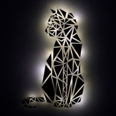 Veraart Işıklı Geometrik Kedi Duvar Dekorlu Gece Lambası 80 cm