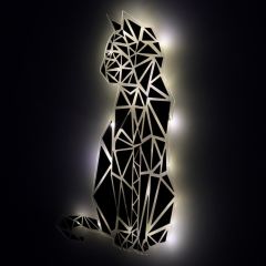 Veraart Işıklı Geometrik Kedi Duvar Dekorlu Gece Lambası 80 cm