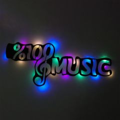 Veraart Işıklı %100 Music Müzik Temalı Tablo Duvar Dekorlu Gece Lambası