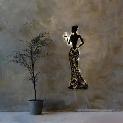 Veraart Işıklı Çiçekli Kadın Temalı Tablo Bloom Dekoratif Gece Lambası 100 cm