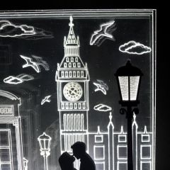 Veraart 3 Katmanlı Londradaki Sevgililer Pleksi Kişiye Özel Gece Lambası
