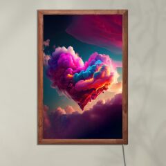 Veraart Işıklı Pleksi Renkli Bulut Kalp Temalı Sürpriz Tablo Dekoratif Ayaklı Biblo Anneler Günü Hediyesi
