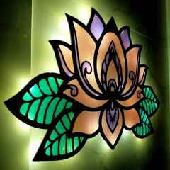 Veraart Epoksili Lotus Çiçeği  Figürlü Duvar Dekorlu Gece Lambası 60x93 cm