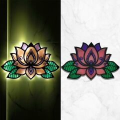 Veraart Epoksili Lotus Çiçeği  Figürlü Duvar Dekorlu Gece Lambası 60x93 cm