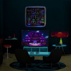 Veraart Işıklı Gameing Diva Dekoratif Tablo Oyun Odası Duvar Dekorlu Gece Lambası