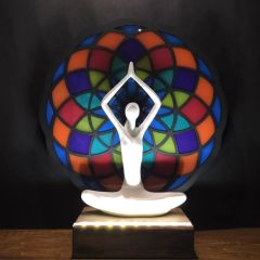 Veraart Epoksili Işıklı Kişiselleştirilebilir Torus Yoga Yapan Kadın Gece Lambası  Dekoratif Obje Anneler Günü Hediyesi
