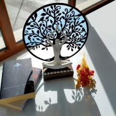 Veraart Epoksili Işıklı Kişiselleştirilebilir Hayat Ağacı Yoga Yapan Kadın Gece Lambası Dekoratif Obje Anneler Günü Hediyesi