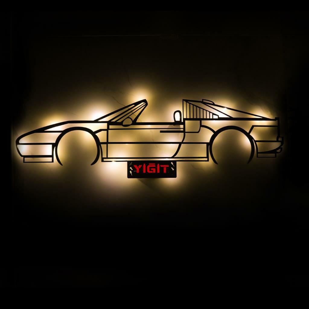 Veraart Işıklı Kişiselleştirilebilir Araba Temalı Tablo Ferrari Dekoratif Gece Lambası 80 cm
