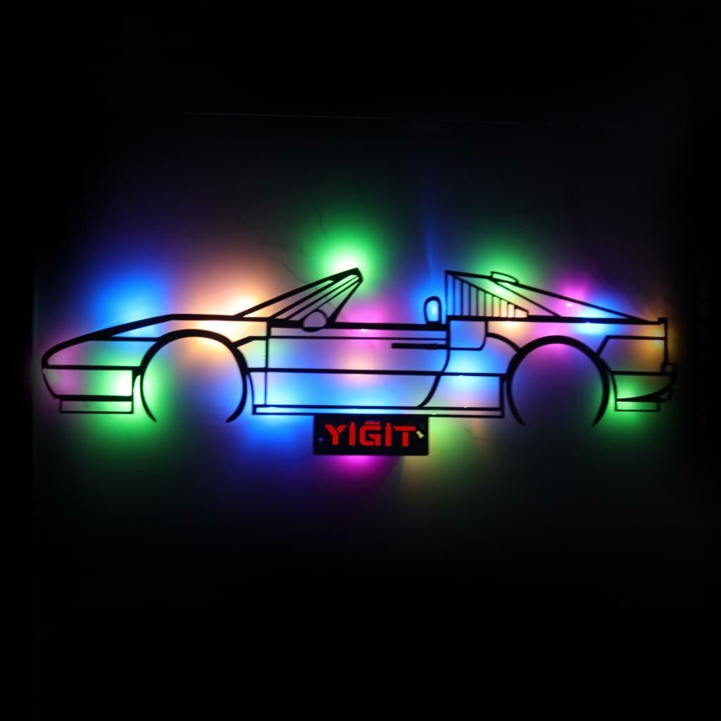 Veraart Işıklı Kişiselleştirilebilir Araba Temalı Tablo Ferrari Dekoratif Gece Lambası 100 cm