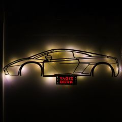 Veraart Işıklı Kişiselleştirilebilir Araba Temalı Tablo Lamborghini Dekoratif Gece Lambası 80 cm
