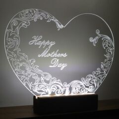 Veraart Kalpli Happy Mother's Day Işıklı Pleksi Kişiye Özel Gece Lambası Anneler Günü Hediyesi 2. Desen
