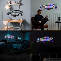 Veraart Işıklı Kişiselleştirilebilir Araba Temalı Tablo Honda Civic Dekoratif Gece Lambası 100 cm