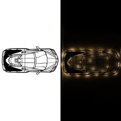 Veraart Işıklı Araba Temalı Tablo Lamborghini Üst Görünüm Dekoratif Gece Lambası 80 cm