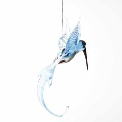 Veraart El Yapımı Murano Cam Mavi Kuyruk Sinek Kuşu Biblo