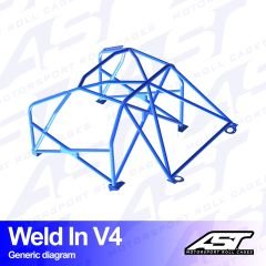 Roll Cage FIAT 124 Spider 2-doors Roadster WELD IN V4