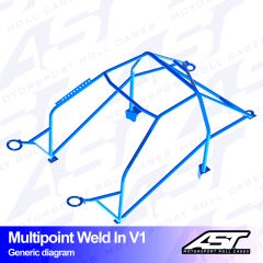 Roll Cage VW Golf (Mk4) 3-doors Hatchback 4Motion MULTIPOINT WELD IN V1