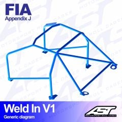 Roll Cage AUDI Coupe (B3) 2-doors Coupe Quattro WELD IN V1