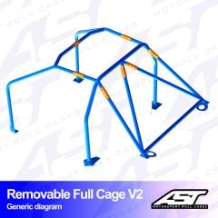 Roll Cage TOYOTA MR-2 (W20) 2-doors Roadster REMOVABLE FULL CAGE V2