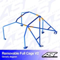 Roll Cage AUDI 100/200 (C3 Typ44 ) 4-doors Sedan Quattro REMOVABLE FULL CAGE V2