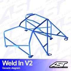 Roll Cage AUDI A3 / S3 (8P) 3-doors Hatchback Quattro WELD IN V2