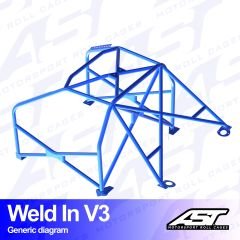 Roll Cage AUDI A3 / S3 (8P) 3-doors Hatchback Quattro WELD IN V3