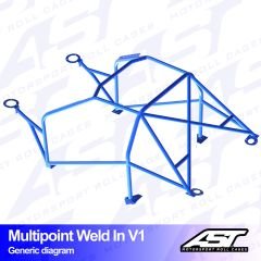 Roll Cage AUDI A3 / S3 (8P) 3-doors Hatchback Quattro MULTIPOINT WELD IN V1